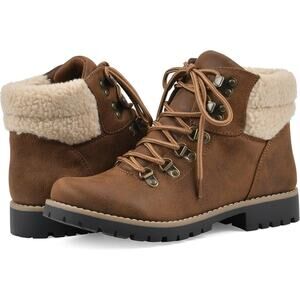 Cliffs by White Mountain 8W Pathfield Lace up Hiker Style Bootie Brown fleece